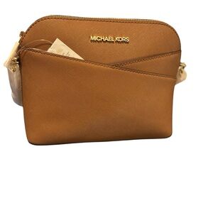 Michael Kors Tan Crossbody Bag with Gold Hardware and Saffiano Leather